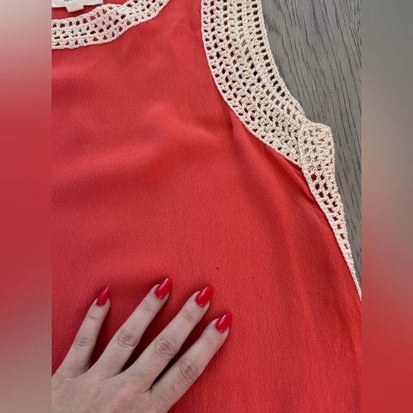 Freeway Coral Lightweight Dress/Coverup With Crochet Detailing - Picture 11 of 13